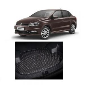 7D Car Trunk/Boot/Dicky PU Leatherette Mat for	Ameo  - Black